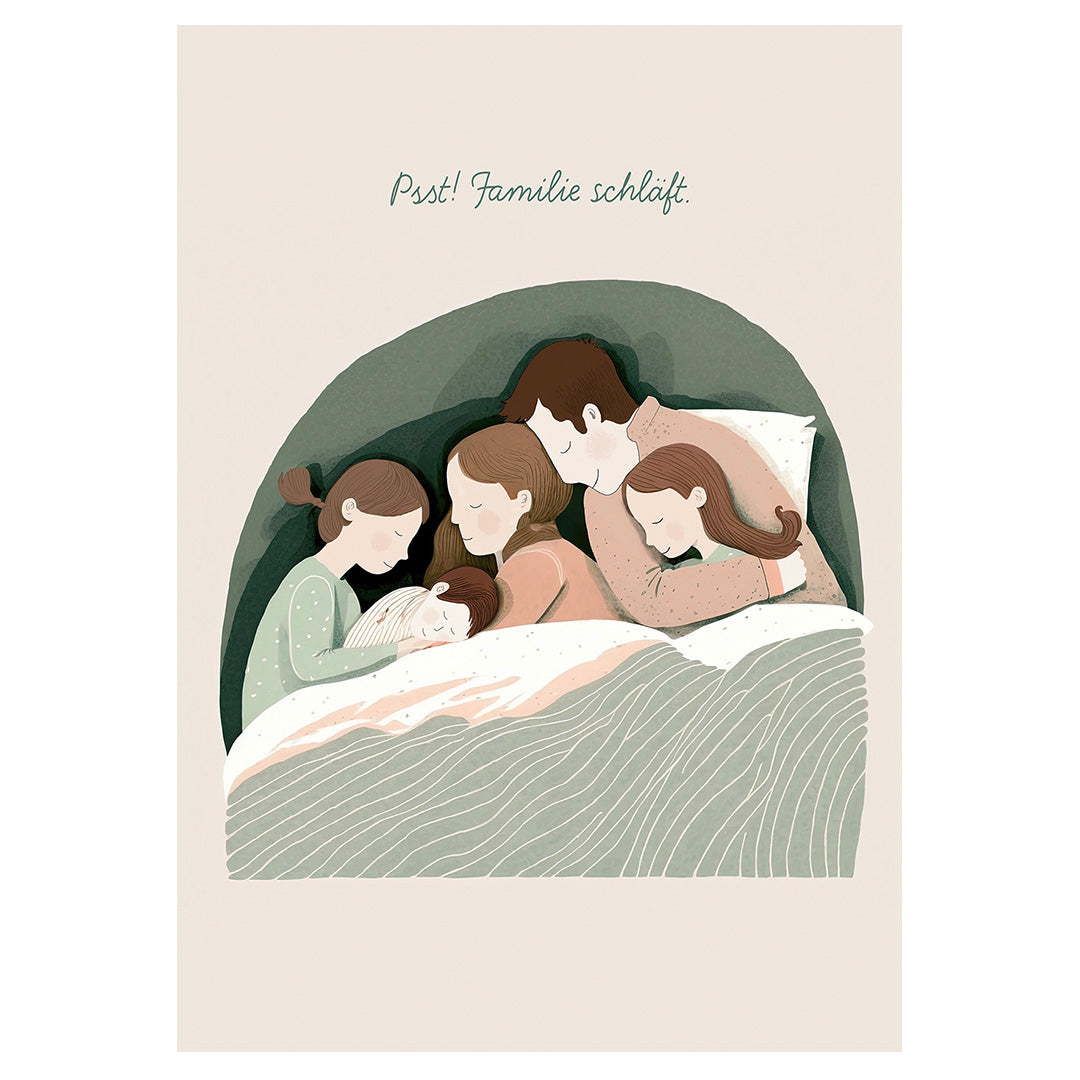 Postkarten-Set: "Psst! Familie schläft." (3 Karten)