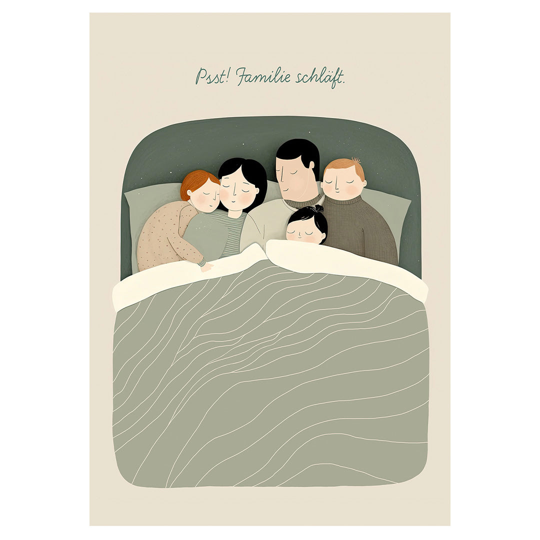 Postkarten-Set: "Psst! Familie schläft." (3 Karten)